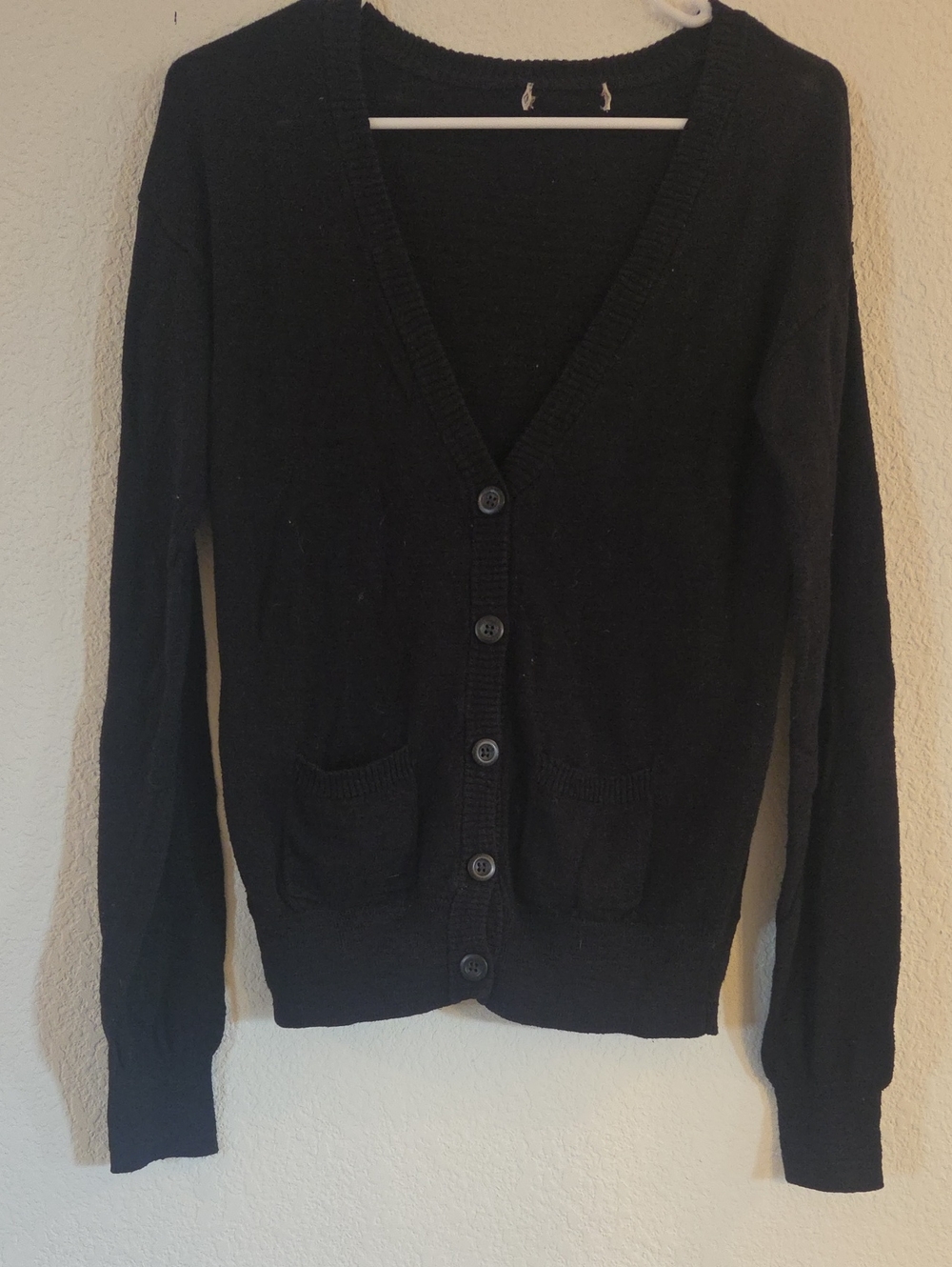 Women's Black V-Neck Button Cardigan